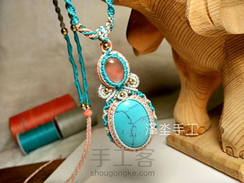 复古花边双石头吊坠 第84步