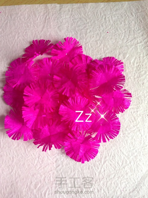 皱纹纸做的千日红 第3步