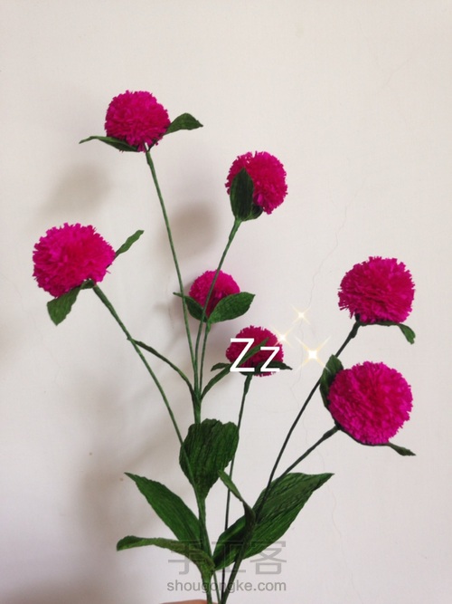 皱纹纸做的千日红 第11步