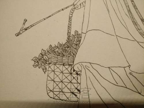 线描古风侍女图绘画过程 第10步