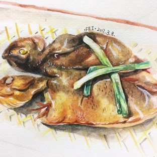 画个烤鱼解解馋