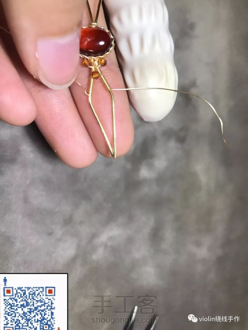 简单开口戒 椭圆戒面 第11步