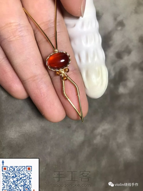 简单开口戒 椭圆戒面 第12步