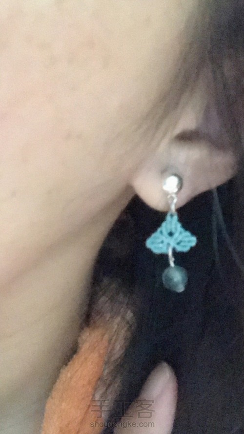 ʕ •ᴥ•ʔ 銗。斜卷结 叶子耳环 第3步