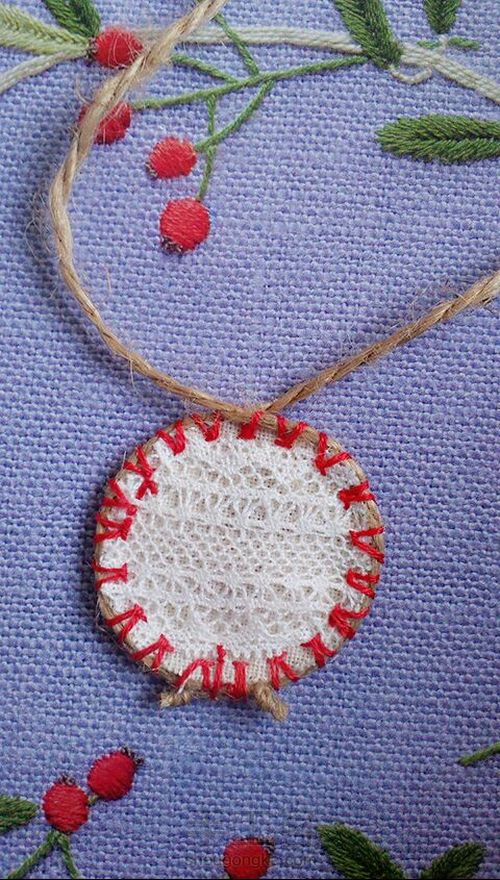 清新可爱的刺绣小吊件 第14步
