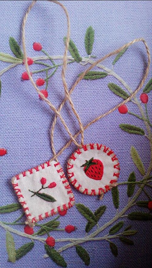 清新可爱的刺绣小吊件 第15步
