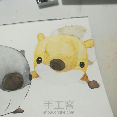 【原创】水彩•两只毛绒小松鼠 第12步