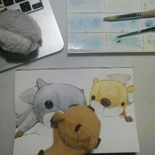 【原创】水彩•两只毛绒小松鼠 第13步