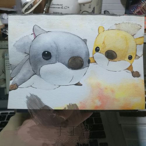 【原创】水彩•两只毛绒小松鼠 第14步