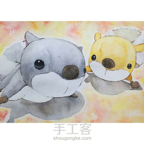 【原创】水彩•两只毛绒小松鼠 第15步