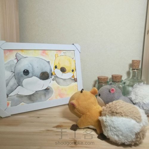 【原创】水彩•两只毛绒小松鼠 第2步