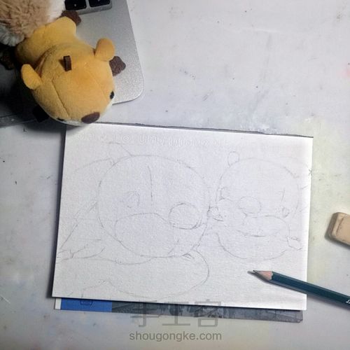 【原创】水彩•两只毛绒小松鼠 第3步