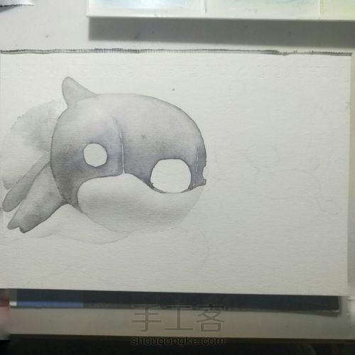 【原创】水彩•两只毛绒小松鼠 第6步