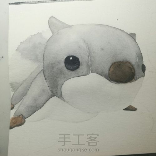 【原创】水彩•两只毛绒小松鼠 第8步