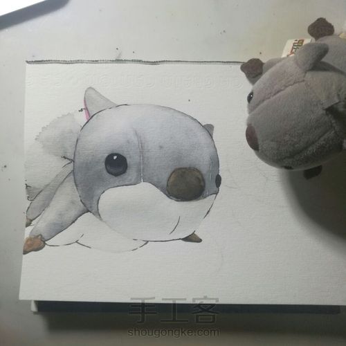 【原创】水彩•两只毛绒小松鼠 第9步