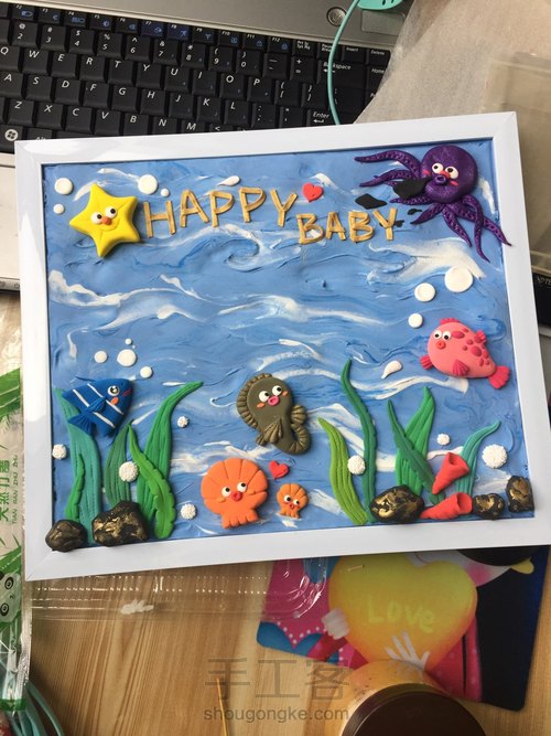 宝宝手脚印画 海底世界 第13步