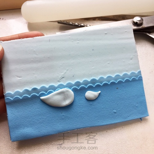 鲸鱼母子 粘土画 母亲节礼物 第4步