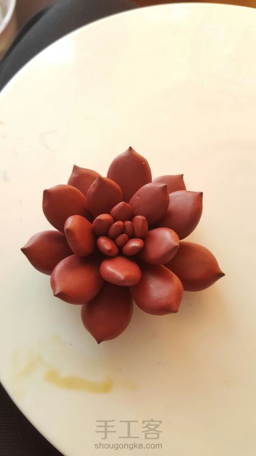 软陶多肉盆栽血色因地卡 第12步