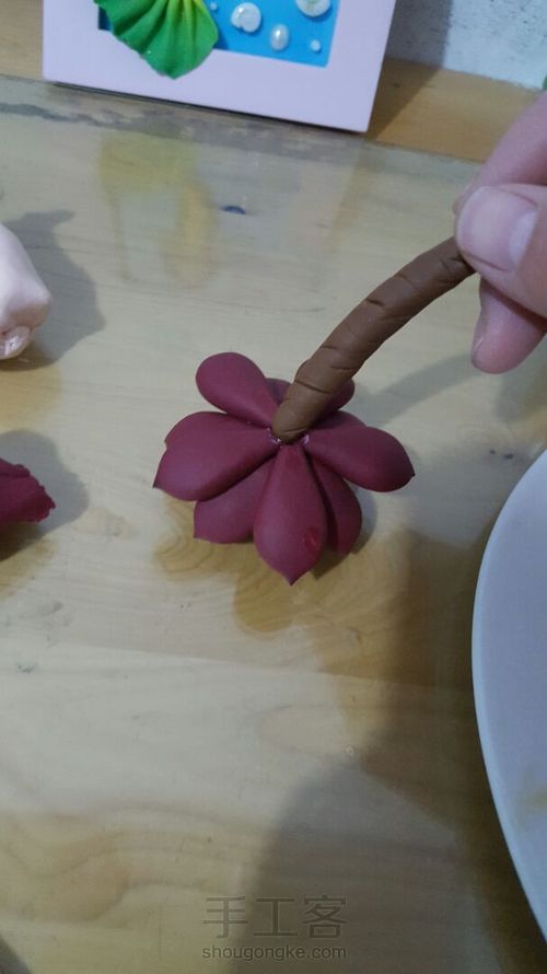 软陶多肉盆栽血色因地卡 第19步