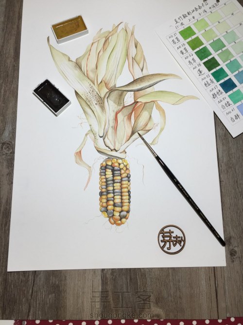 如何画一颗逼真的玉米？ 第44步