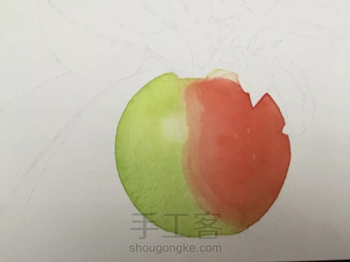画残了2张水彩纸，第3张终于get到画苹果的技法！ 第15步