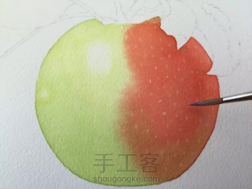 画残了2张水彩纸，第3张终于get到画苹果的技法！ 第24步