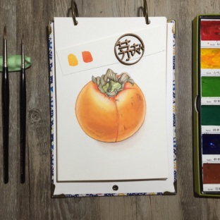 从一个柿子看懂什么是水彩“湿画法”！
