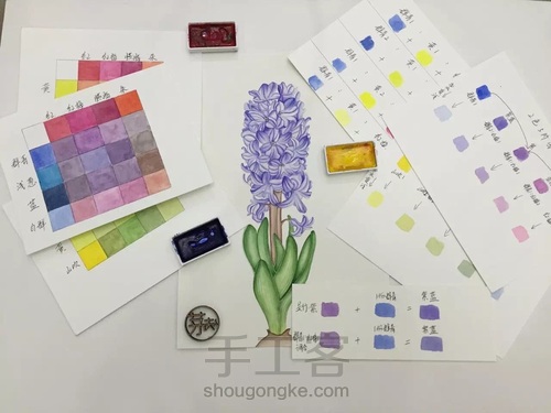 都说调色很难！本文教大家如何调出风信子的”紫蓝色“！ 第1步