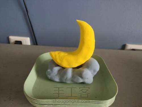 中秋月亮兔黏土手办自制教程 第1步