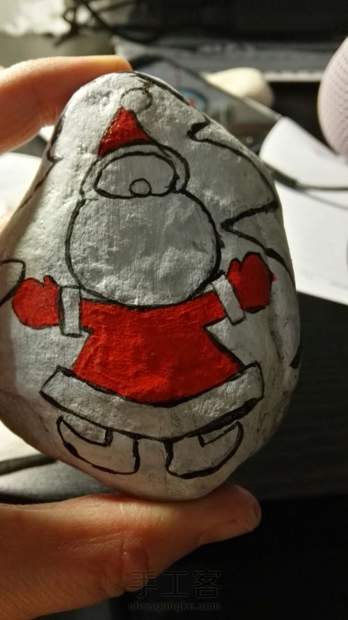 圣诞老人石头画🎅 第6步