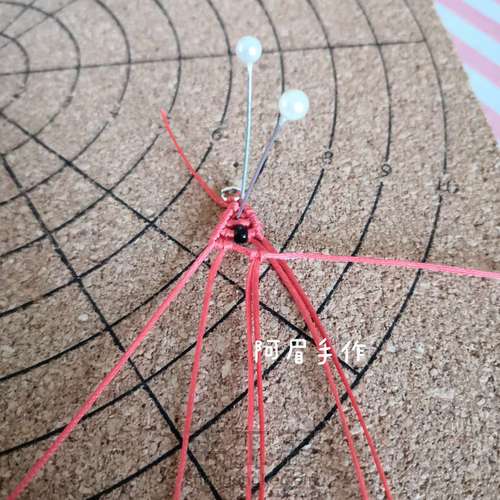 绳编耳坠—小西瓜 第12步