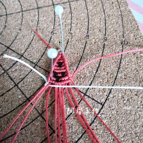 绳编耳坠—小西瓜 第17步
