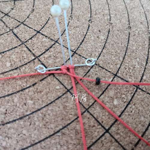 绳编耳坠—小西瓜二 第2步