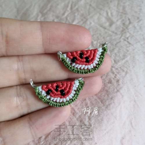 绳编耳坠—小西瓜二 第20步