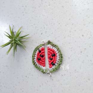 绳编耳坠—小西瓜二