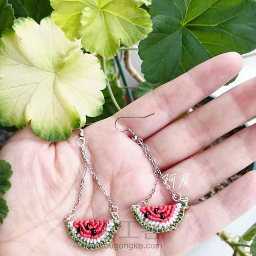 绳编耳坠—小西瓜二 第21步