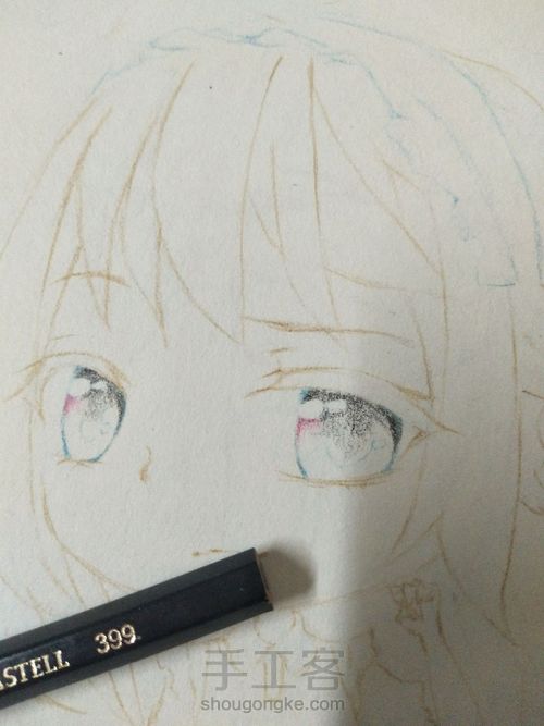 一个脸部彩铅上色过程 第4步