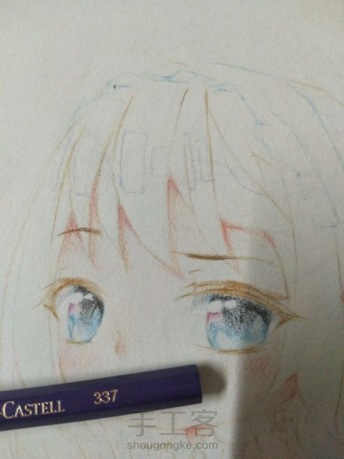 原创……彩铅头发服装上色 第2步