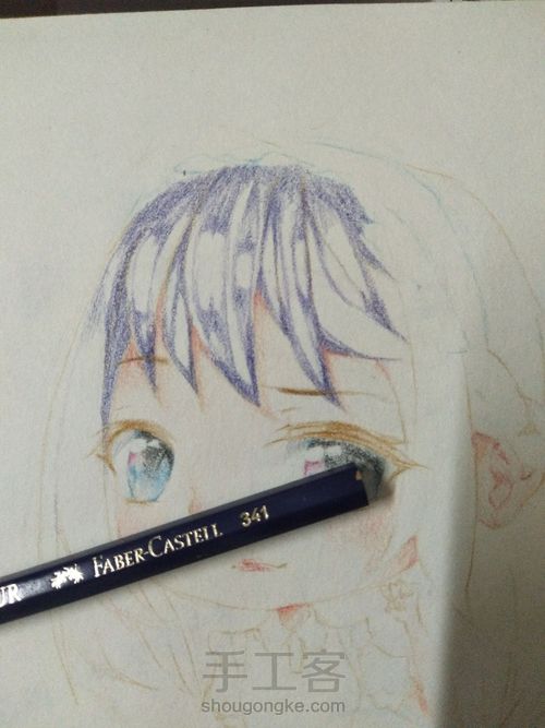 原创……彩铅头发服装上色 第3步