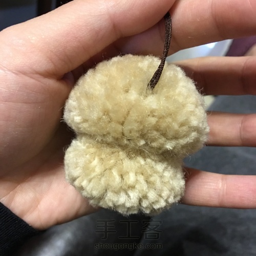 羊毛毡毛球奶茶色泰迪 第5步