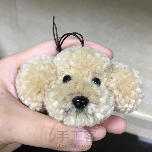 羊毛毡毛球奶茶色泰迪 第11步