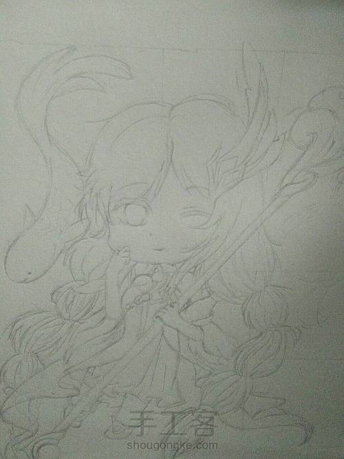 【王者荣耀】大乔/线稿/（新手） 第5步