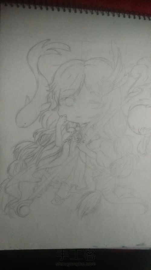 【王者荣耀】大乔/线稿/（新手） 第6步