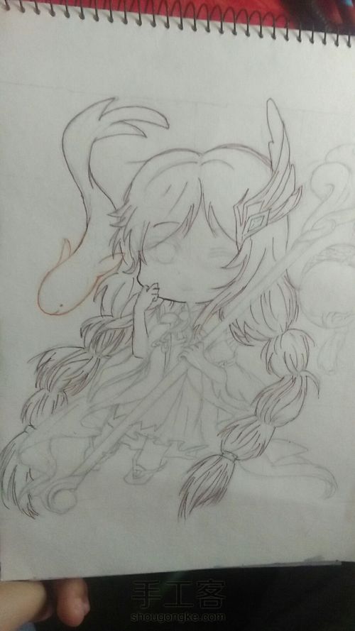 【王者荣耀】大乔/线稿/（新手） 第9步