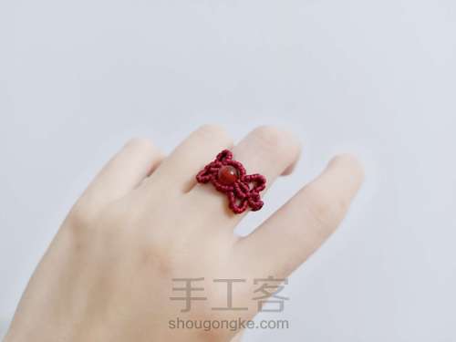 【云若】甜甜糖果戒指 红玛瑙蝴蝶结戒指 第1步