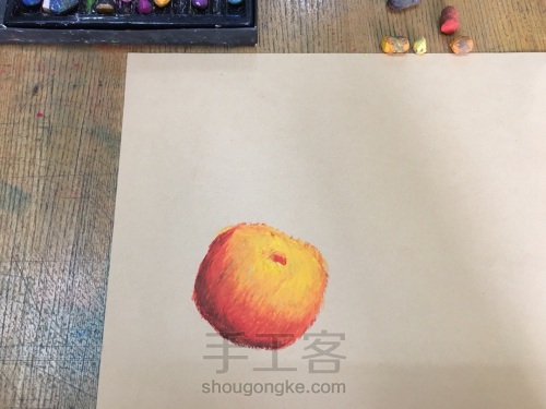 油画棒橘子🍊 第1步