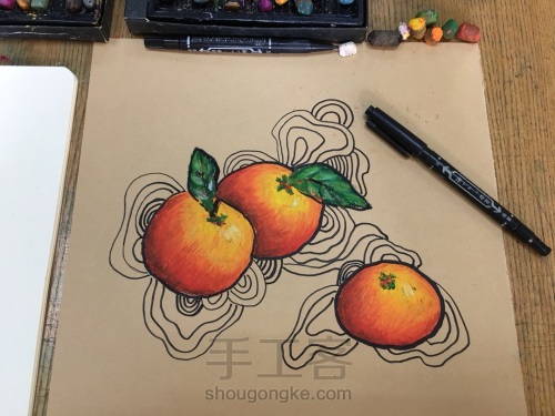 油画棒橘子🍊 第13步