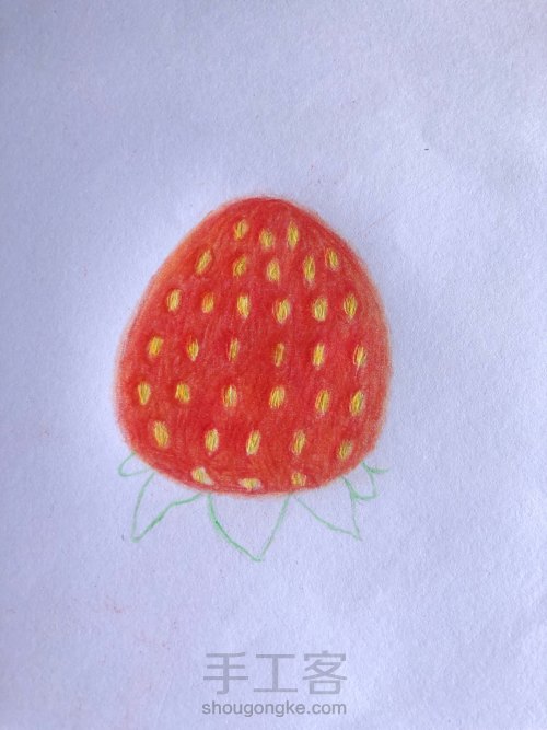 彩铅画—哇哦～红彤彤的草莓🍓 第3步