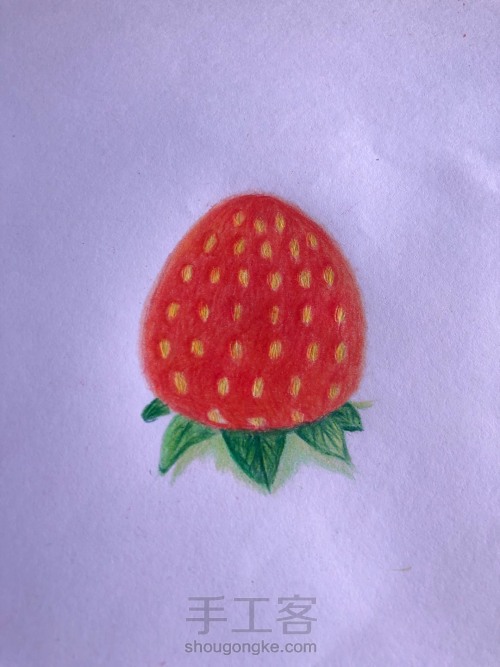彩铅画—哇哦～红彤彤的草莓🍓 第4步