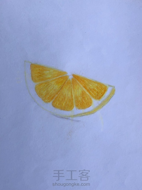 彩铅画—超有食欲的甜橙🍊哇 第4步